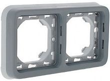 Рамка горизонтальная Legrand Plexo 2-м. с суппортом IP55 серый картинка